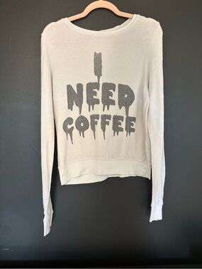 White I Need Coffee Sweatshirt Wildfox Couture